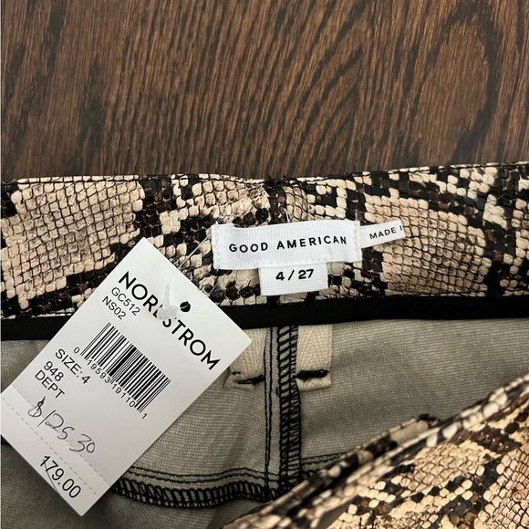 Good American Good Classic Faux Snake Skin Faux Leather Pants - Picture 5 of 7